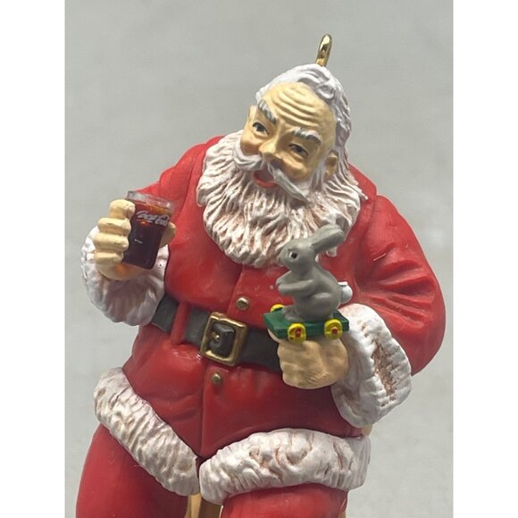 Christmas ornament Trimming A Tree coca cola 1990 bunny stool 4" red white READ - Picture 2 of 8